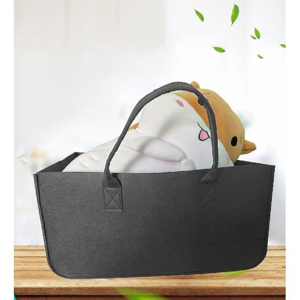 Pak van 2 vilten tassen, shopper, groot, vilten tas met handvat, vilten mand, groot, vilten tas, dames, brandhouttas, vilt, opvouwbaar, brandhoutmand, vilthouten mand voor hout, kranten, brandhout