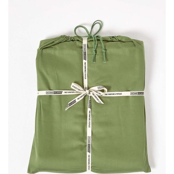 Homescapes hoeslaken biologisch katoen 400 threadcount, groen, 90 x 190 cm