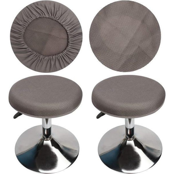 Krukhoes, rond, grijs, barkruk met overtrek, rond, voor kruk, wasbaar, onderhoudsvriendelijk, ademend en duurzaam, voor 26-35 cm ronde kruk, diameter (grijs, 2)