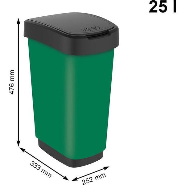 trash can 25 l met deksel, kunststof (PP) BPA-vrij, groen, 25 l (33,3 x 25,2 x 47,6 cm) afvalbak 25 l met deksel, kunststof (PP) BPA-vrij, groen, 25 l (33,3 x 25,2 x 47,6 cm)