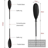 Pedaal van aluminium voor kajak, roeiboot, dubbel pedaal van 222 cm lang of 2x losse peddels