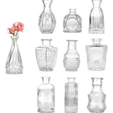 Kleine glazen vazen ​​​​voor tafeldecoratie, mini-vazen, set van 10 stuks, glazen vazen, bloemenvaas, moderne tafelvazen, bruiloft, kleine vaas, decoratieve glazen voor droogbloemen, glazen flessen,
