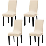 Stoelhoezen, set van 4 stuks, afneembaar, wasbaar, stretch, stoelhoes met elastiek, voor hotel, banket, restaurant, huis, feest, bruiloft (beige, 4 stuks)