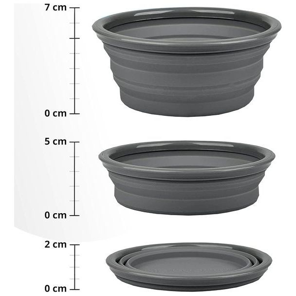 2 x siliconen kom, campingservies, picknick, X-Bowl, wandelen, trekking, bergbeklimmen, rugzak, outdoor, opvouwbaar, 2 x grijs