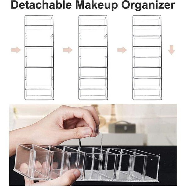 2 stuks verwijderbare cosmetische organizer 8 compartimenten make-up organizer acryl opbergdozen, sieraden display dozen transparante lades voor dressoir ijdelheid badkamer keuken