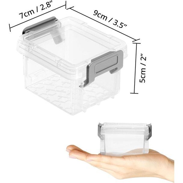 Opbergdoos met deksel, klein, 20 stuks, stapelbare opbergdozen, klein, voor kunstbenodigdheden, stickers, ijzerwaren, opbergdoos parels met kliksluitingen, 9 x 7 x 5 cm