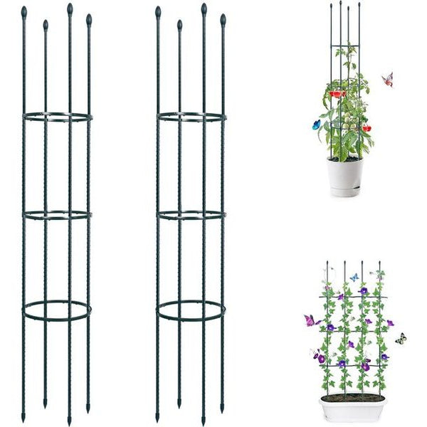 2 stuks tuinklimhulp van metaal, kern 160 cm, met 30 x plantenclips, tomatenkooi, plantensteun, obelisk, klimrek, klimhulp, klimplanten, tomaten, rozen