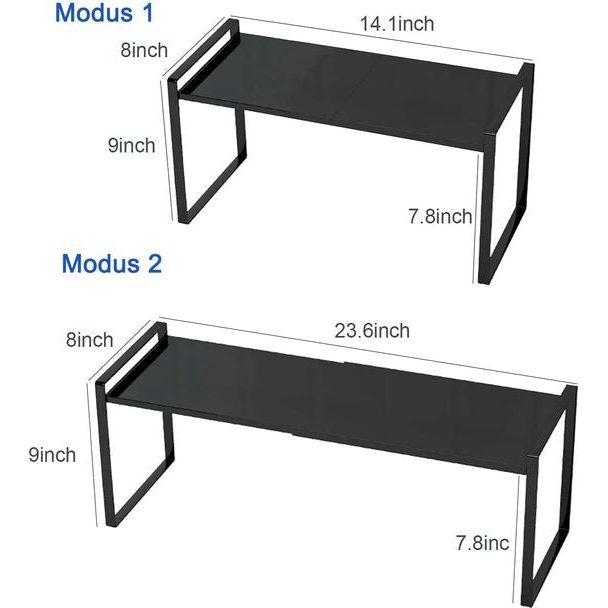 Uitbreidbaar keukenrek, organizer voor keukenkast en werkbladen, verstelbaar keukenkastrek, kruidenrek, opbergrek voor keuken, toonbank, eetkamer, badkamer