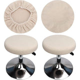 Krukhoes, rond, 30-40 cm, zitkruk, overtrek, stretch, kruk, rond, overtrek, ronde stoelhoes, beschermer, wasbaar, ronde draaibare kruk, hoes (2 stuks, wit)