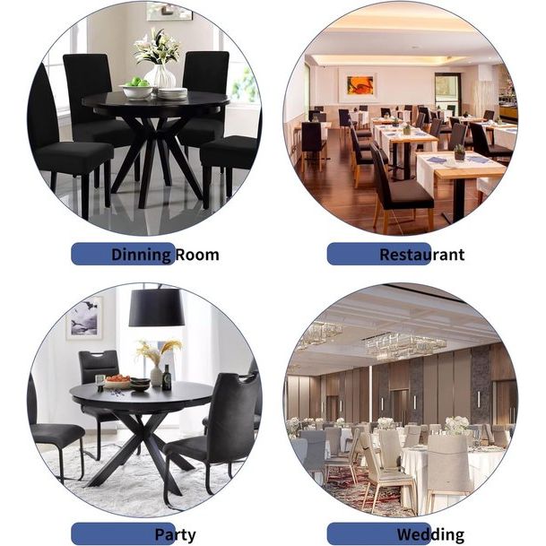 Stoelhoezen voor eetkamerstoelen, eetkamerstoelen, set van 6, stretch, eetkamerstoelhoezen, spandex, afneembaar, wasbaar, voor keuken, hotel, eetkamer (marineblauw)