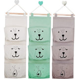 SCHYIDA 3 stuks hangende tas voor aan de muur, hangende opbergtas, hangende organizer met 3 halve cirkelvormige vakken, voor kinderkamer, badkamer, slaapkamer, grijs/groen/wit