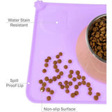 Bowl onderlegger voor honden en katten, waterdichte en antislip siliconen voerbak onderlegger voor voerbakken, waterbak, voedermat 53 x 37 cm, lila