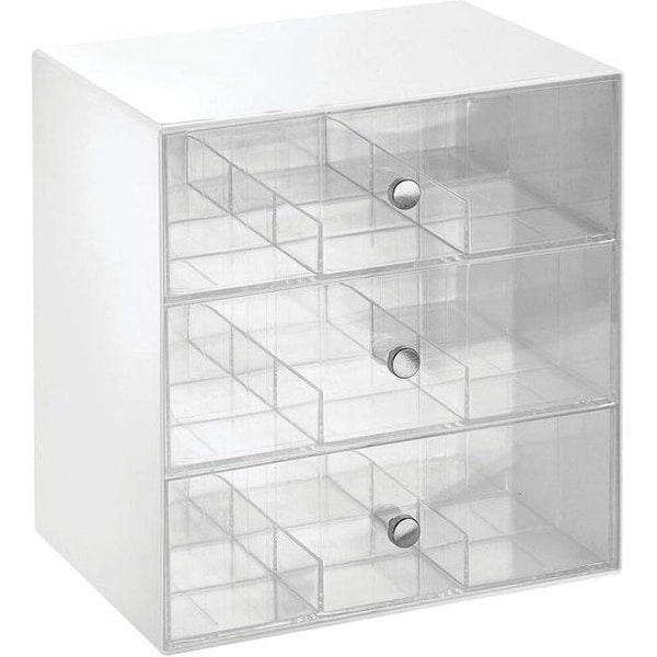 Keukenorganizer met 3 lades, opbergdoos voor theezakjes, Koffiepads, Zoetstoffe en meer, transparante toonbank