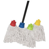 Dweilmop katoenen set, 4 stuks, met robuuste steel, geschikt voor poetsemmers met pers, uit nat en droog dweilen voor de huishoudencollectie