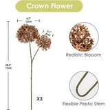 70 cm set van 3 kunstbloemen net als echte kunstkroonbloemen, Calotropis, Gigantea, lila sluierkruid, herfstkunstbloemen, decoratieve gypsophila voor bruiloft, feest, herfstdecoratie