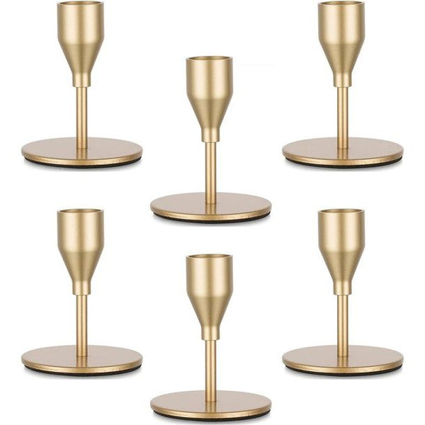 Kandelaar metalen kandelaar gouden staafkaarsenhouder: 6 set kandelaars voor staafkaarsen kandelaars kleine vintage tafel decoratie bruiloft Kerstmis