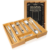 Bestekbak voor laden, ladeverdeler, verstelbaar, bestek-organizer, ruimtebesparend, bamboe bestek, telescopische lade, bestekbak voor laden, cutlery tray