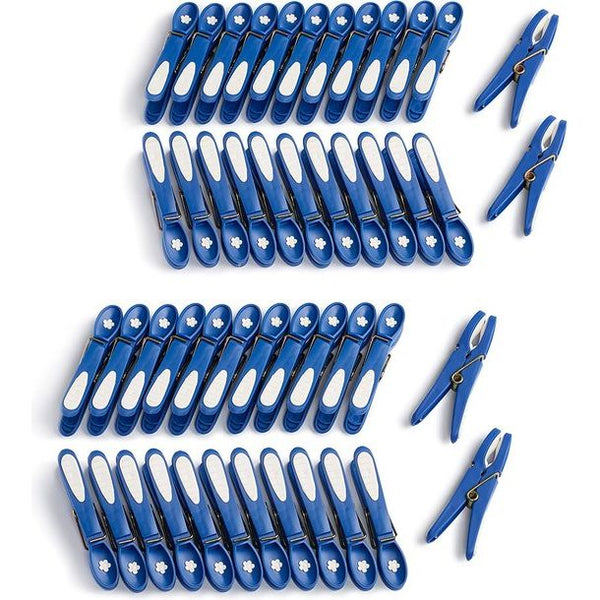 Wasknijpers, bloemen, 48 stuks, klassiek blauw-wit, premium wasknijpers