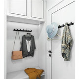 Handdoekrekhaak Wandkapstok met 5 haken 17,7 x 1,3 inch Moderne zwarte kleerhangerhouder