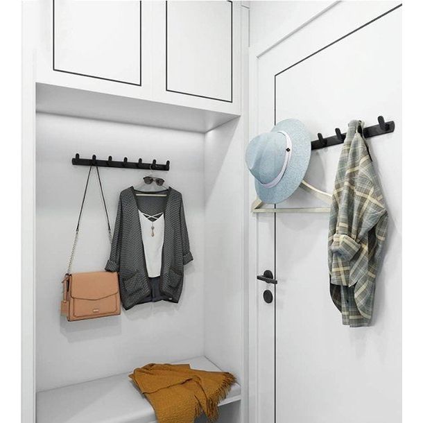 Handdoekrekhaak Wandkapstok met 5 haken 17,7 x 1,3 inch Moderne zwarte kleerhangerhouder