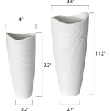 Vaasset, witte bloemenvaas set van 2, decoratieve vaas voor in de woonkamer met een dikke bodem, handgemaakte vaas van hars, geschikt voor kantoor en bruiloften met pampasgras, 28 cm en 23 cm hoog.