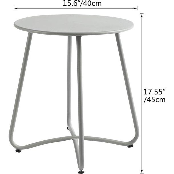 Tuintafel, bijzettafel, ronde patio, bijzettafel, salontafel, nachtkastje, metalen tafel voor woonkamer, tuin, terras, balkon, outdoor, grijs