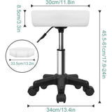 Ronde draaikruk met wielen PU Leahter rolkruk in hoogte verstelbare kruk voor spa-salon massage wit