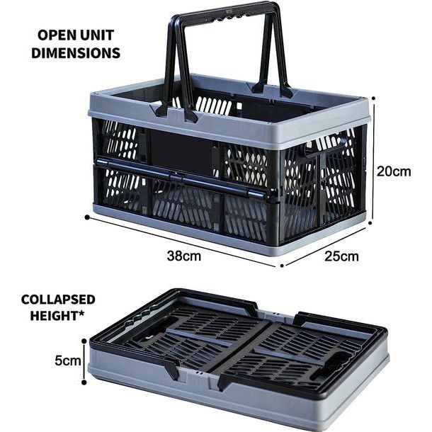 Boodschappenmand, plastic, optional vouwdoos, small, 19 liter, 38 x 25 x 20 cm, geschikt voor keuken, badkamer, kantoor, slaapkamer, klaslokaal, kast, lade