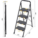 4-traps ladder Trapladder 4 treden opvouwbaar met antislip breed pedaal en leuningen Lichtgewicht huishoudladder voor uw keuken, bijkeuken, kasten, kantoor