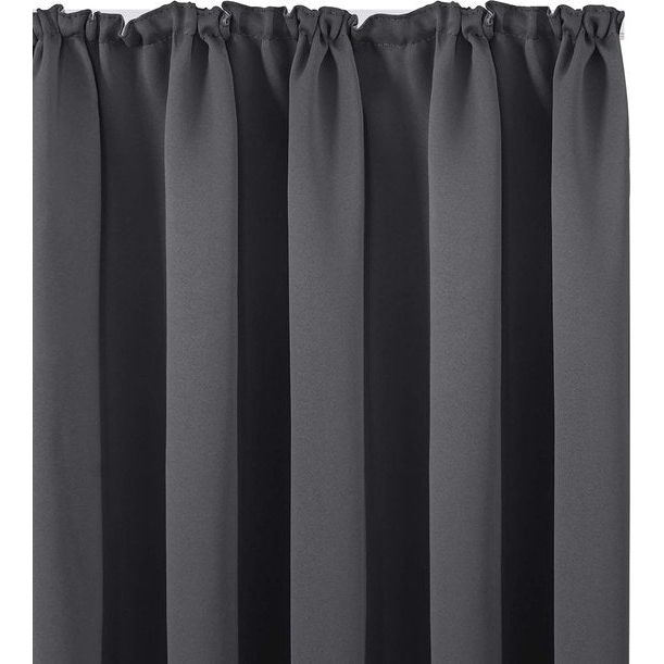 Thermogordijn, curtains with pleated tape, opaque, soundproofing, 260 x 140 cm (height x width), dark gray, set of 2. Thermogordijn, gordijnen met plooiband, ondoorzichtig, geluidsbescherming, 260 x 140 cm (hoogte x breedte), donkergrijs, set van 2.