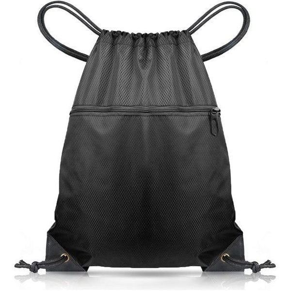 Sporttas met trekkoord Zwemmen PE-tassen met trekkoord voor dames Heren Reizen Strandschooltas met waterdicht voor kinderen Jongens, zwart, casual