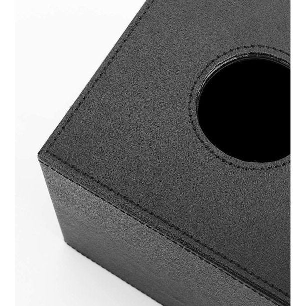 PU-lederen cosmeticadoekjes, vierkant, rolpapier, doekendoos, tissuebox met magnetische afdekking, steekjes, papieren zakdoekjes, dispenser voor eetkamer, badkamer, slaapkamer, auto, kantoor, zwart