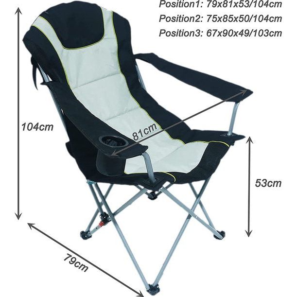 HOMECALL Camping Chair, Foldable, Armrest with Cupholder Outdoor Adjust backrest Chair