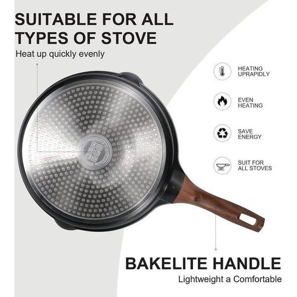 Koekenpan met antiaanbaklaag, 20 cm, granieten pannen, antiaanbaklaag, gecoate pan voor gasfornuis, inductie. Translation: Frying pan with non-stick coating, 20 cm, granite pans, non-stick coating, coated pan for gas stove, induction.