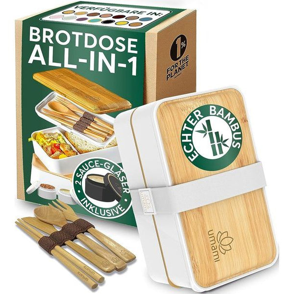 Alles-in-één Bento Box van 1200 ml voor volwassenen/kinderen, 1 sauspan en 4 bestek, lunchbox voor mannen/vrouwen, 2 maaltijdbereidingscontainers, magnetron, vaatwasser, vriezer, BPA-vrij