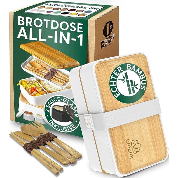 Alles-in-één Bento Box van 1200 ml voor volwassenen/kinderen, 1 sauspan en 4 bestek, lunchbox voor mannen/vrouwen, 2 maaltijdbereidingscontainers, magnetron, vaatwasser, vriezer, BPA-vrij