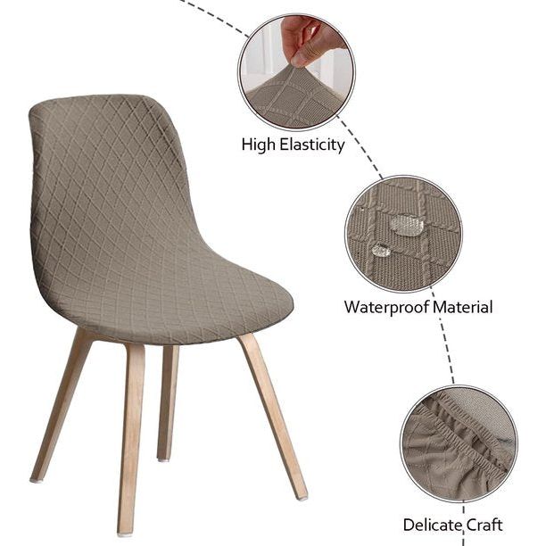 Shell Stoelhoezen Retro Stoelhoezen - Stretch Spandex Print Lounge Hoek - Stoelhoezen voor Eetkamer Keuken Feest Banket Club Home Decor (Taupe, Set van 2)