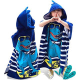 Badponcho met capuchon, kinderponchohanddoek, strandhanddoeken met capuchon voor baby's, cartoon absorberende strandhanddoek voor kinderen, kinderbadhanddoek met capuchon voor strandzwemdouche (blauwe dinosaurus)