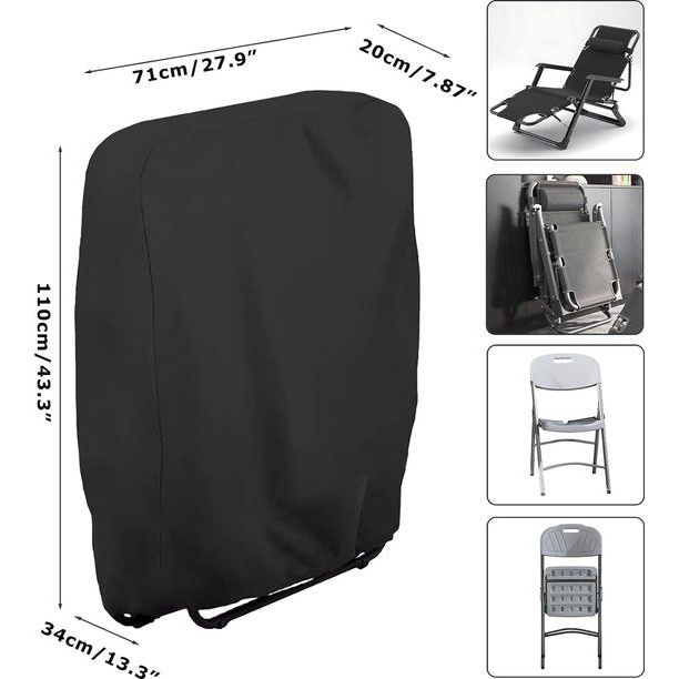 Beschermhoes voor klapstoelen, 2 stuks, afdekking voor tuinstoelen, winddicht, anti-uv, stofdicht, voor tuinmeubelen, klapstoel, tuinmeubelen beschermhoes