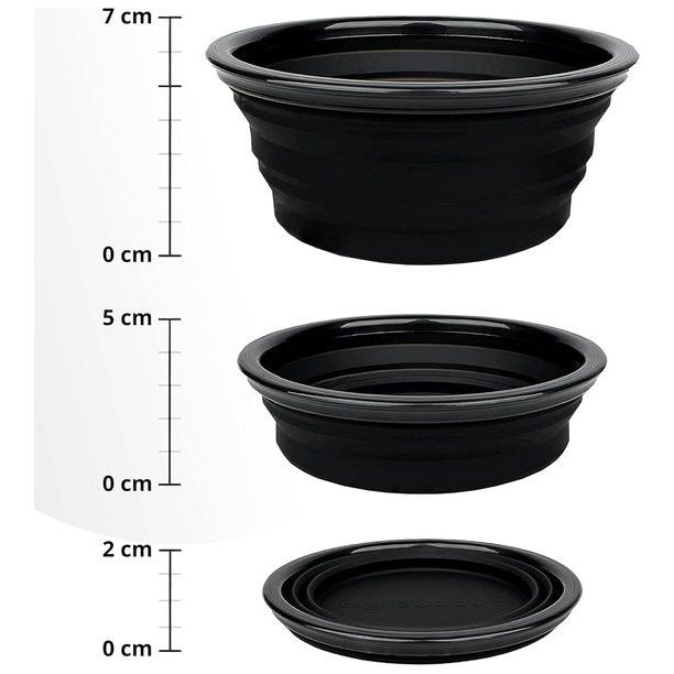 2 x siliconen kom campingservies picknick X-Bowl wandelen trekking bergbeklimmen rugzak outdoor opvouwbaar (2x zwart)