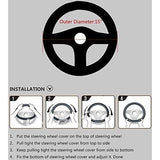 Stuurhoes voor de auto, microvezel, leer, universele maat 37-39 cm, antislip, zwart met blauwe lijn