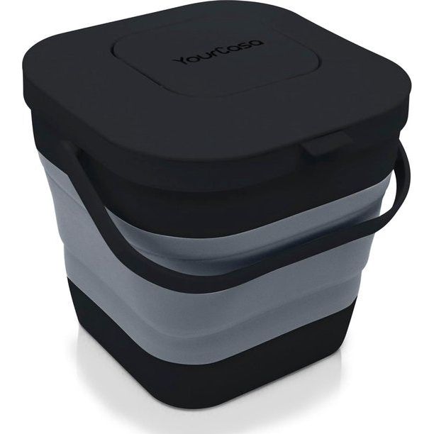 Compostemmer keuken opvouwbaar - 4 l bio-afvalemmer keuken klein voor dagelijks biologisch afval - actieve koolfilter en vaatwasmachinebestendig - biologische afvalemmer met deksel