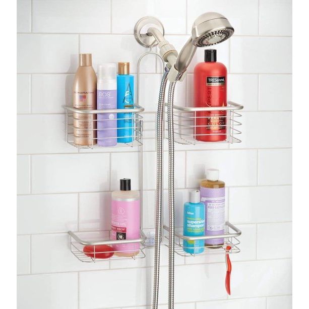 Doucherek - voor de badkamer - voor shampoo, conditioner, zeep - 4 schappen - satijn