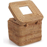 Rotan gezichtsdoekjesdoos, decoratieve geweven gezichtsdoekjeshouder, tissuedispenser voor badkamer/keuken/kantoor, 14,5 x 14,5 x 12,7 cm