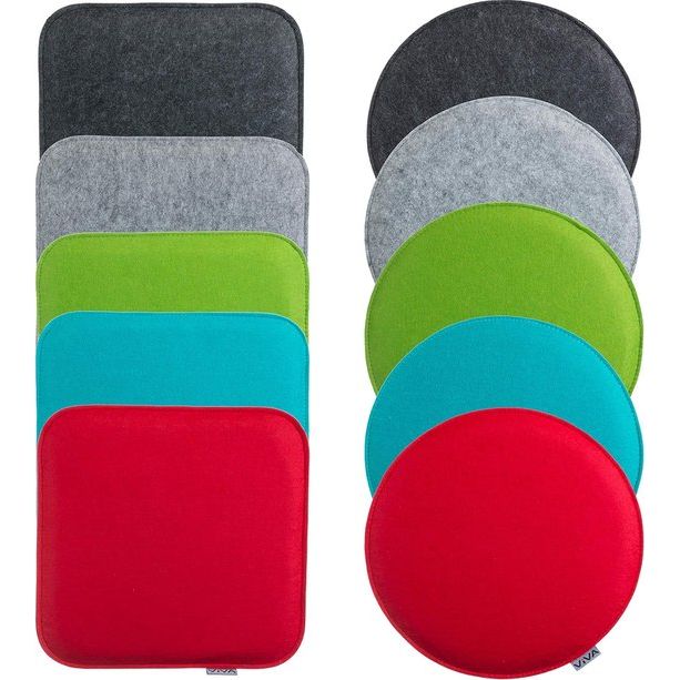 Zitkussen, vilt, rond, stoelkussen, zitkussen, gewatteerd, 35 cm, 6-delige voordeelverpakking, lichtgrijs Zitkussen, vilt, rond, stoelkussen, zitkussen, gewatteerd, 35 cm, 6-delige voordeelverpakking, lichtgrijs