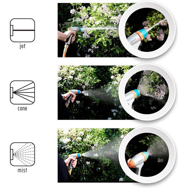 Verstelbaar spuitpistool met 3 sproeiers, tuinspuit, metalen tuinsproeier. Verstelbare handdouche voor tuin, autowassen en thuis, schokbestendig en lichtgewicht, praktische douche
