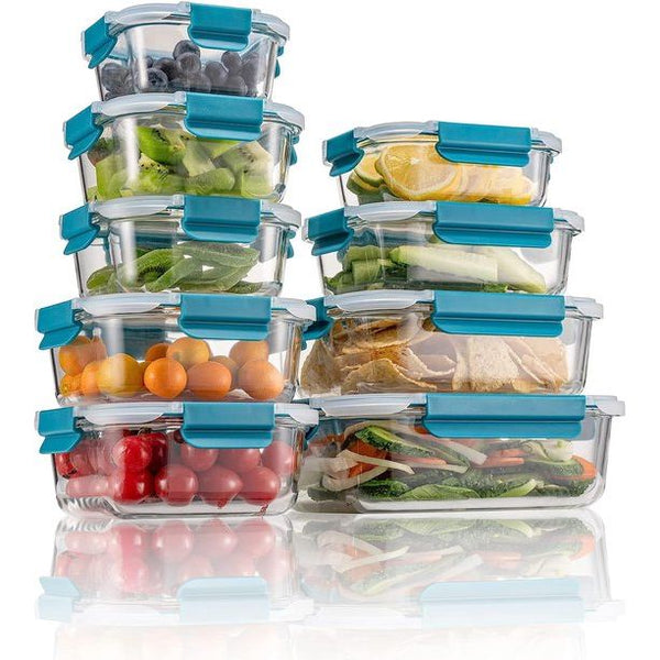 vershouddozen, set meal prep dozen voor levensmiddelen, 18 delen (9 containers, 9 transparante deksels) vaatwassers, magnetron- en vriezervriendelijk, lekvrij,