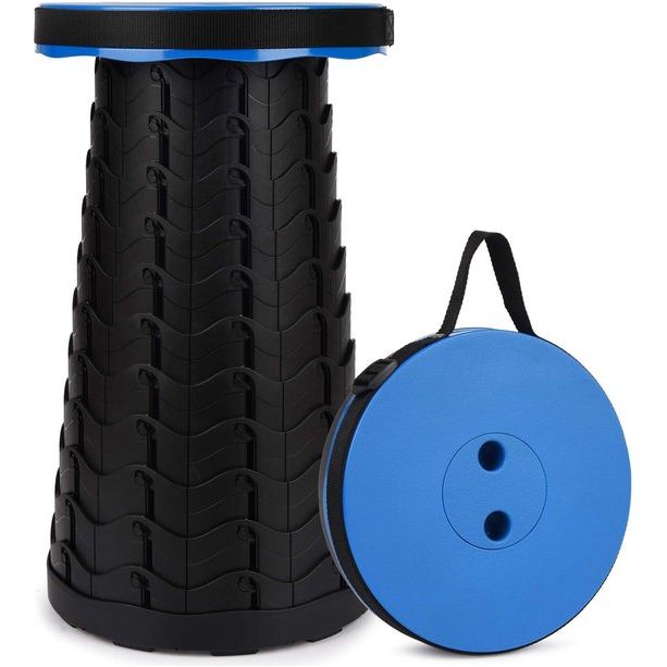 Draagbare telescopische kruk, 2e generatie intrekbare kruk voor kamperen, tuin, wandelen, reizen, barbecue, verstelbare plastic kruk, maximale belasting 220 kg