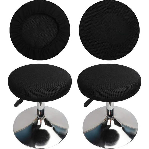 Stool Cover, Round Protective Covers for Stools, Washable, Easy Care, Breathable and Durable, for 26-38 cm Round Stool Diameter (Black, 2)