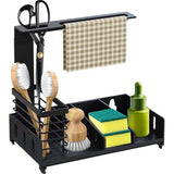 Gootsteenorganizer voor keuken en badkamer, antislip, keukenorganizer voor gootsteen met afdruipbak, werkblad, sponshouder van metaal, eenvoudige installatie